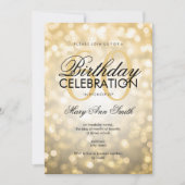 Elegant 60th Birthday Party Gold Glitter Lights Einladung (Vorderseite)