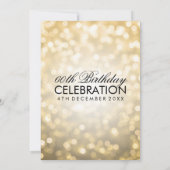 Elegant 60th Birthday Party Gold Glitter Lights Einladung (Rückseite)