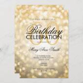 Elegant 60th Birthday Party Gold Glitter Lights Einladung (Vorne/Hinten)
