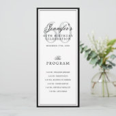 Elegant 60th Birthday Party Program + Menu  Einladung (Stehend Vorderseite)