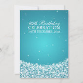 Elegant 60th Birthday Party Star Sparkle Blue Einladung (Vorderseite)
