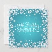 Elegant 60th Birthday Party Winter Sparkle Blue Einladung (Vorderseite)