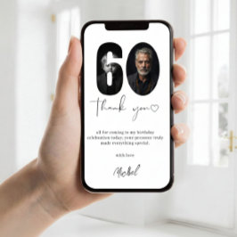 Elegant 60th Birthday Photo Thank You Card Persona Dankeskarte