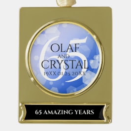Elegant 65. Blue Sapphire Hochzeitstag Banner-Ornament Gold
