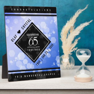 Elegant 65. Blue Sapphire Hochzeitstag Fotoplatte
