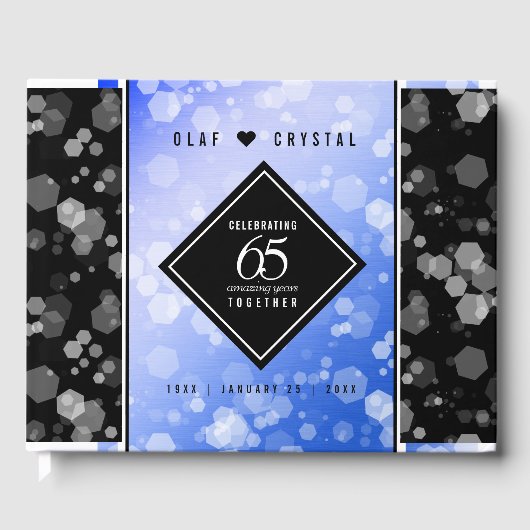 Elegant 65. Blue Sapphire Hochzeitstag Gästebuch (Vorderseite)