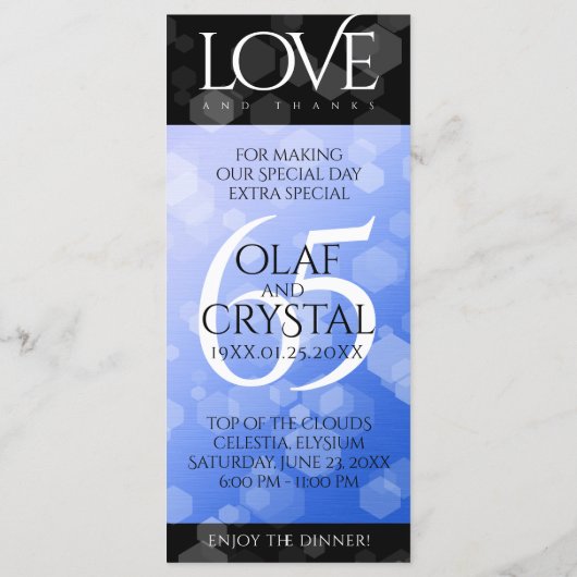 Elegant 65. Blue Sapphire Hochzeitstag Menükarte (Rückseite)