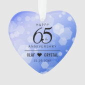 Elegant 65. Blue Sapphire Hochzeitstag Ornament (Vorderseite)