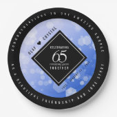 Elegant 65. Blue Sapphire Hochzeitstag Pappteller (Vorderseite)