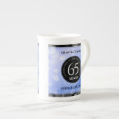 Elegant 65. Blue Sapphire Hochzeitstag Porzellantasse (Vorderseite Rechts)