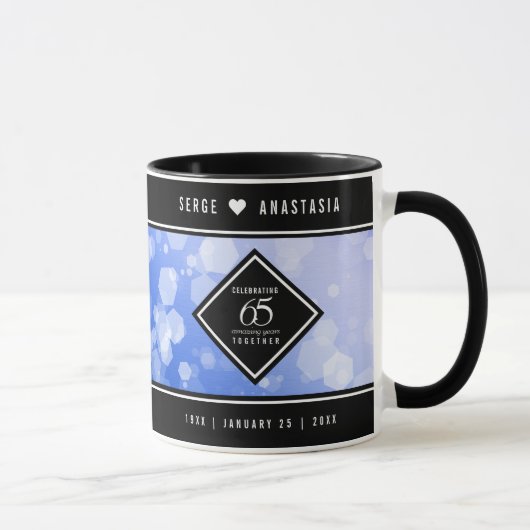 Elegant 65. Blue Sapphire Hochzeitstag Tasse (Rechts)