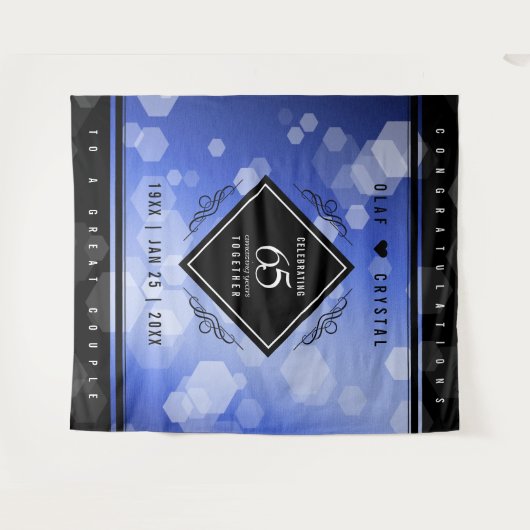 Elegant 65. Blue Sapphire Hochzeitstag Wandteppich (Vorderseite (Horizontal))