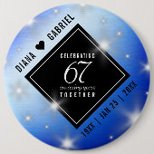 Elegant 67. Star Sapphire Hochzeit Jahrestag Button (Vorderseite)