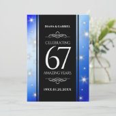 Elegant 67. Star Sapphire Hochzeit Jahrestag Einladung (Stehend Vorderseite)