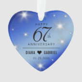 Elegant 67. Star Sapphire Hochzeit Jahrestag Ornament (Rückseite)