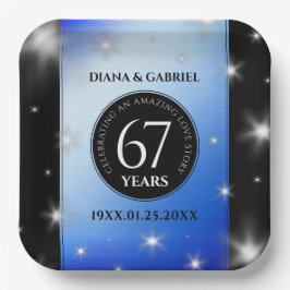 Elegant 67. Star Sapphire Hochzeit Jahrestag Pappteller
