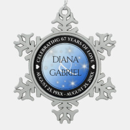 Elegant 67. Star Sapphire Hochzeit Jahrestag Schneeflocken Zinn-Ornament