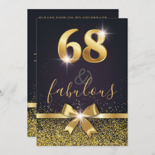 Elegant 68 & Fabulous Gold Glitzer 68. Geburtstag Einladung