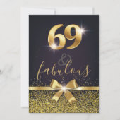 Elegant 69 & Fabulous Gold Glitzer 69. Geburtstag Einladung (Vorderseite)