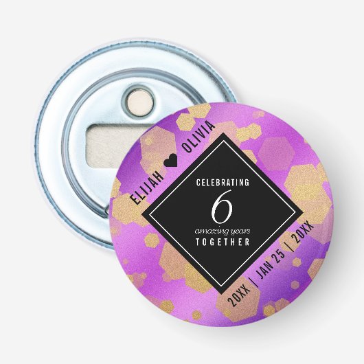 Elegant 6. Amethyst Wedding Anniversary Bottle Op Flaschenöffner (Vorderseite)