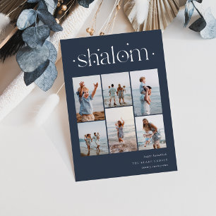Elegant 6 Foto Collage Shalom Hanukkah Folien Feiertagskarte