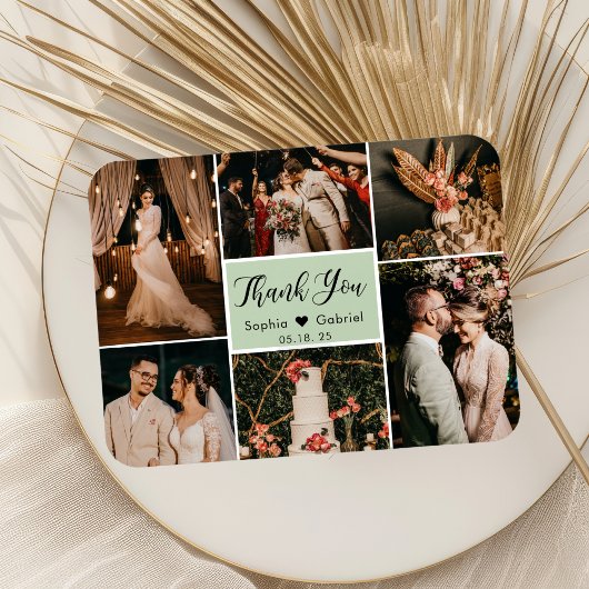 Elegant 6 Foto Collage Wedding Danke Magnet