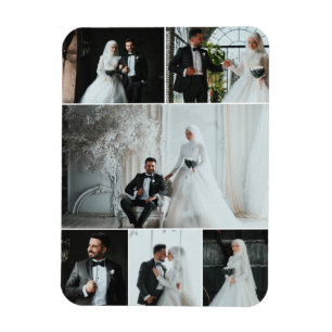 Elegant 6 Foto Wedding Collage Keepake Magnet