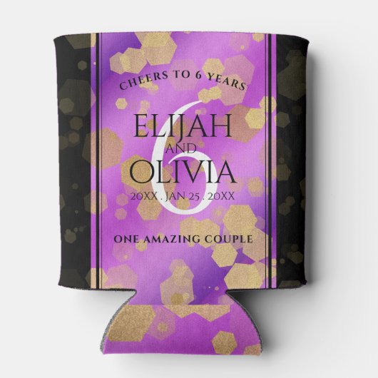 Elegant 6. Geburtstag von Amethyst Dosenkühler (Rückseite)
