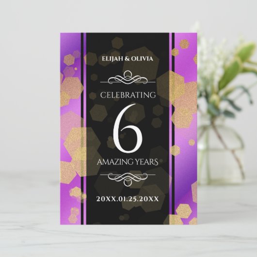 Elegant 6. Geburtstag von Amethyst Einladung (Stehend Vorderseite)