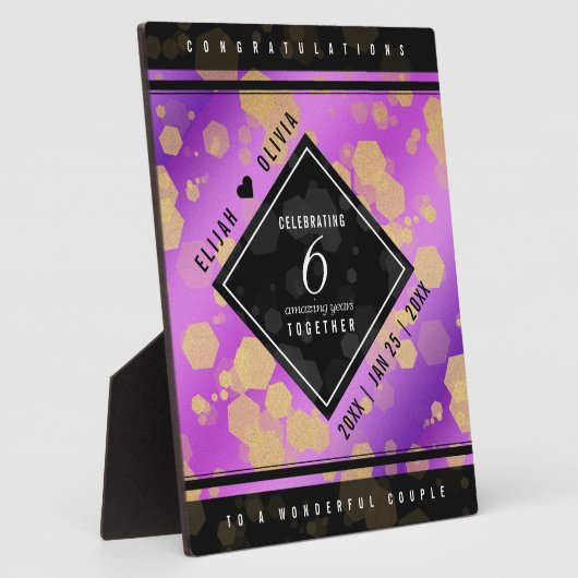 Elegant 6. Geburtstag von Amethyst Fotoplatte (Seite)