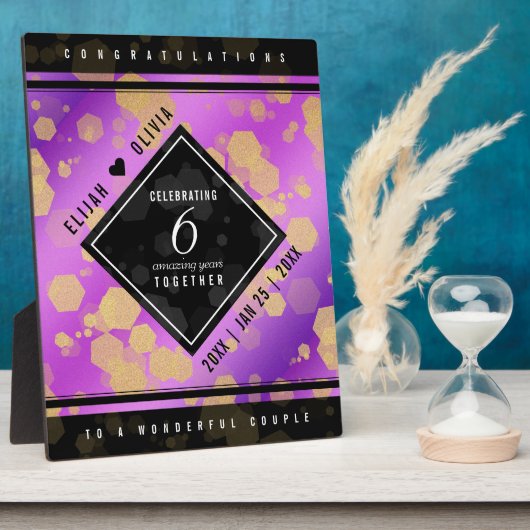 Elegant 6. Geburtstag von Amethyst Fotoplatte (Seite)