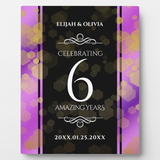 Elegant 6. Geburtstag von Amethyst Fotoplatte (Vorderseite)