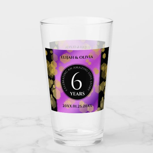 Elegant 6. Geburtstag von Amethyst Glas (Vorderseite)