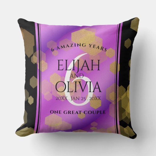Elegant 6. Geburtstag von Amethyst Kissen (Vorderseite)