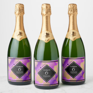 Elegant 6. Geburtstag von Amethyst Schaumweinetikett