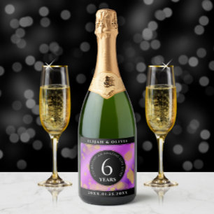 Elegant 6. Geburtstag von Amethyst Schaumweinetikett