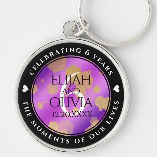Elegant 6. Geburtstag von Amethyst Schlüsselanhänger (Vorne)