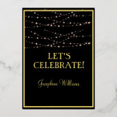 Elegant 70. 70. Geburtstag Black REAL Gold Folieneinladung (Rückseite)