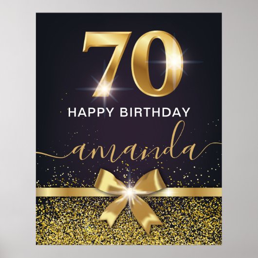 Elegant 70 & Fabulous Gold Glitzer 70. Geburtstag Poster (Vorne)