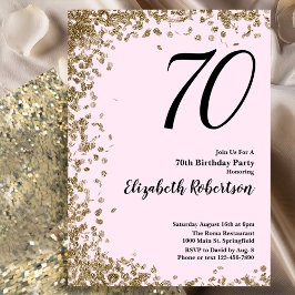 Elegant 70. Geburtstag Einladung Pink Gold Sequins