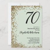 Elegant 70. Geburtstag Einladung Sage Gold Sequins (Vorderseite)