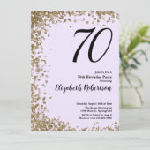 Elegant 70. Geburtstag Einladungen Gold Sequins (Stehend Vorderseite)