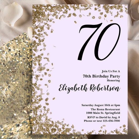 Elegant 70. Geburtstag Einladungen Gold Sequins