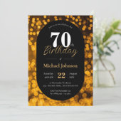 Elegant 70. Geburtstag Gold Black Simple Custom Einladung (Stehend Vorderseite)
