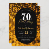 Elegant 70. Geburtstag Gold Black Simple Custom Einladung (Vorne/Hinten)