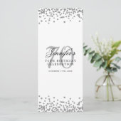 Elegant 70. Geburtstag Menü Silver Confetti Einladung (Stehend Vorderseite)