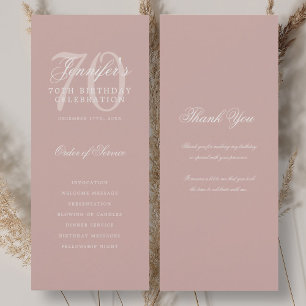 Elegant 70. Geburtstag Programm Dusty Rose Vielen
