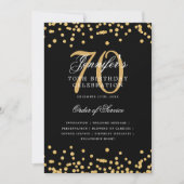 Elegant 70. Geburtstag Programm Menü Gold Black (Vorderseite)
