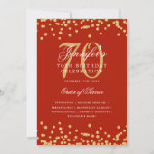 Elegant 70. Geburtstag Programm Menü Gold Red (Vorderseite)