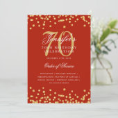 Elegant 70. Geburtstag Programm Menü Gold Red (Stehend Vorderseite)